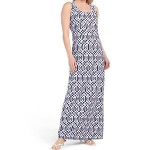J. McLaughlin Charlotte Catalina Cloth Maxi Dress Blue White Sz L